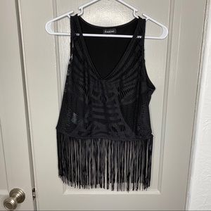 Black lace/fringe top